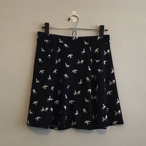 H&M Bird Print Skater Skirt